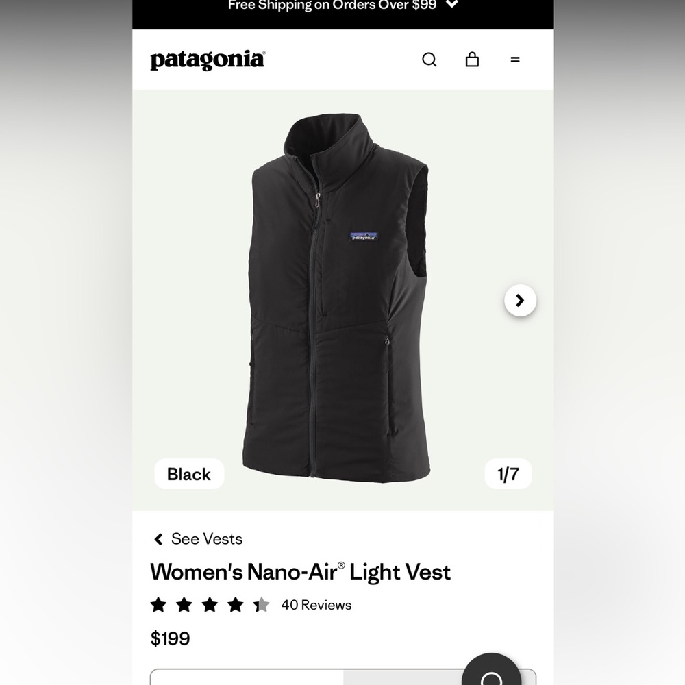 Patagonia Women's Black Nano-Air Vest